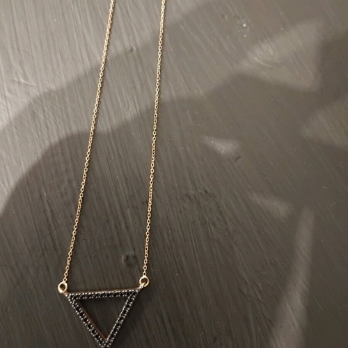 Pendant rose gold 585 with black zircon stones like new