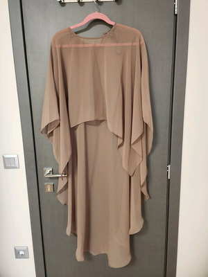 Zara ημιδιάφανο ασύμμετρο τοπ/κάπα ροζ/καφέ σε εξαιρετική κατάσταση
