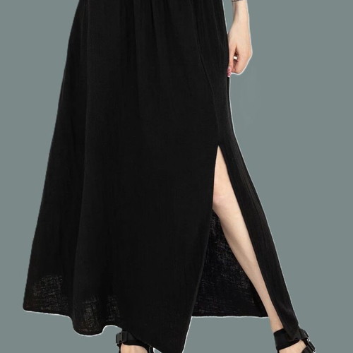 Disturbia Maxi Summer Skirt New Black Embroidered Cotton