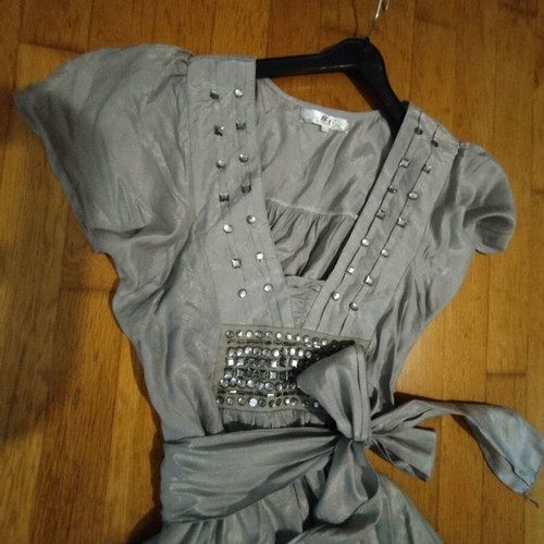 Silver Mini Dress like new with metallic glam and studs