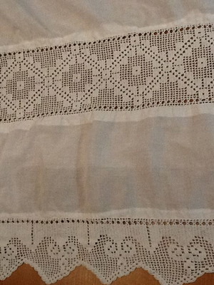 Curtain white used with handmade lace 2m x 0.80m