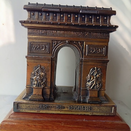 Music box jewelry holder Arc de Triomphe Paris used, bronze