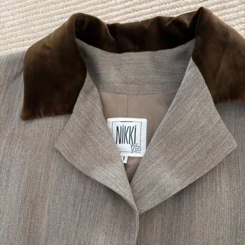 Vintage Nikki Bis wool linen blazer like new, grey and brown