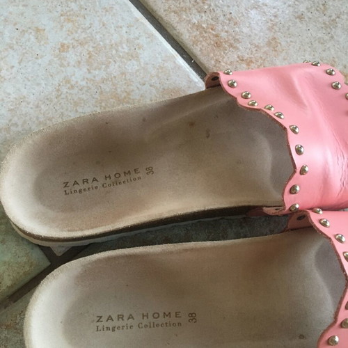 Zara pink clogs like new with gold studs