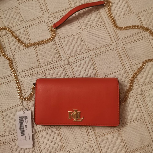 Ralph Lauren crossbody bag, orange leather, new with tag