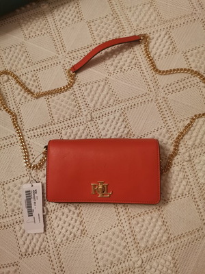 Ralph Lauren crossbody bag, orange leather, new with tag