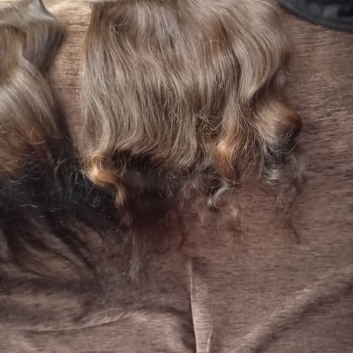Hair extensions with clips dark brown, like new, set of 3