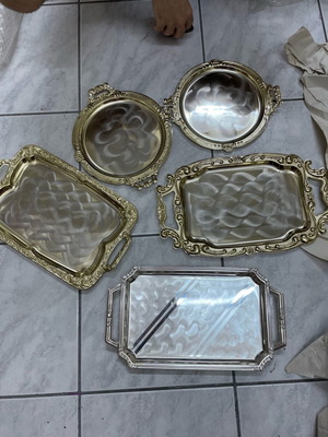 Silver gilded vintage serving trays