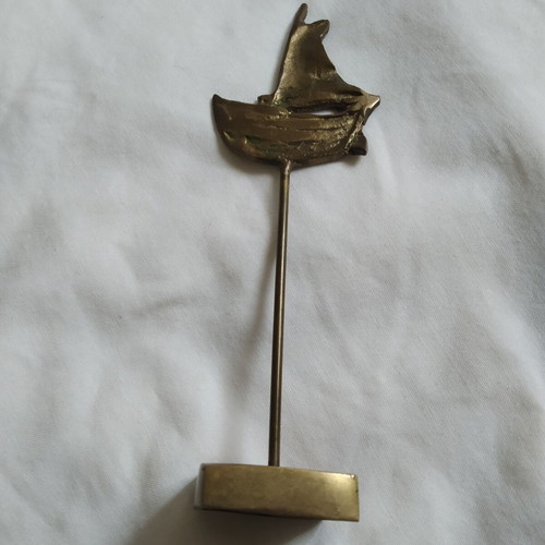 Vintage brass sailboat desk sculpture used