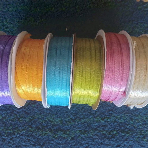 Ribbons 6 pieces 3mm×50 meters new, multicolor