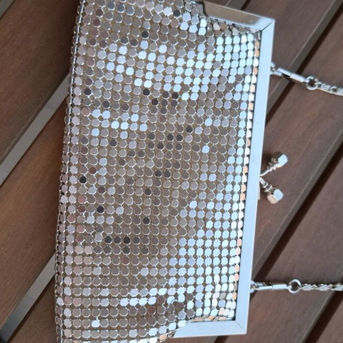 Vintage shoulder bag used, gray silver