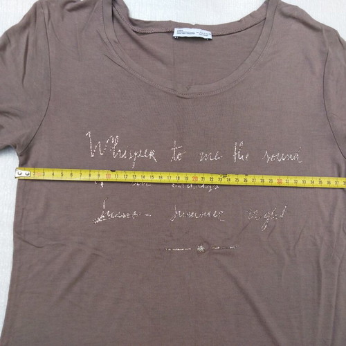 Zara Basic short-sleeve shirt taupe with subtle print like new