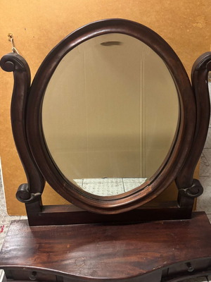 Βικτωριανός ξύλινος επιτραπέζιος καθρέφτης σαν καινούργιος, μαόνι