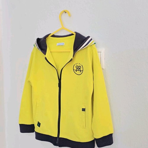Mayoral kids hoodie jacket used, lemon/neon, size 110