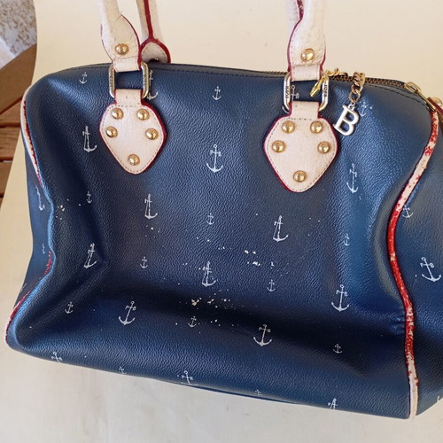 Pauls Boutique nautical handbag used, white and blue