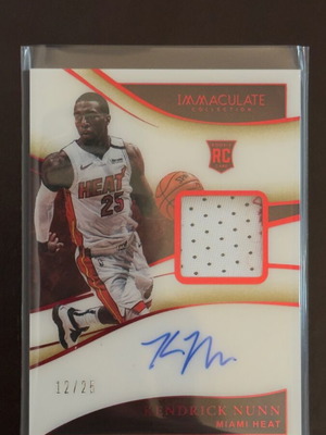 Kendrick Nunn 2019-20 Panini Immaculate Rookie Patch Autograph like new