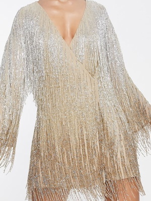 Dress with fringes gold and silver size 38 new ASOS