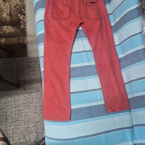 Review men's summer pants, soft carrot red, size 34