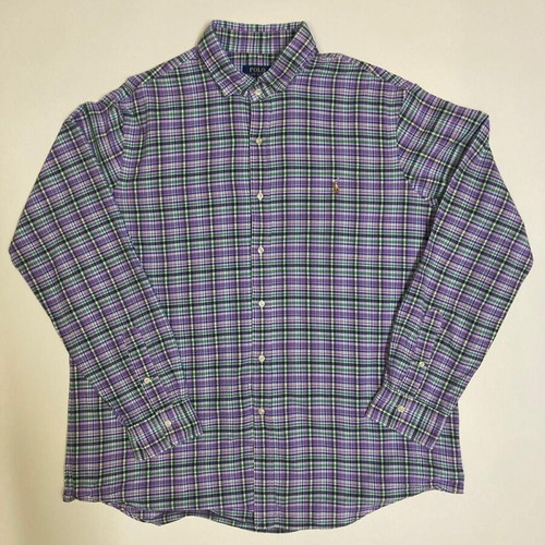 Ralph Lauren 90s Oxford shirt XXL green purple blocked with purple pony