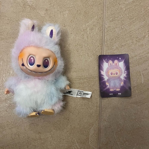 Labubu plush keychain new, pastel purple and blue