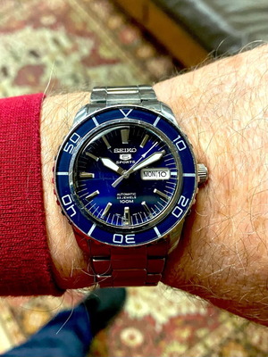 Seiko 5 Sports ανδρικό ρολόι μεταχειρισμένο, μπλε καντράν, αυτόματο