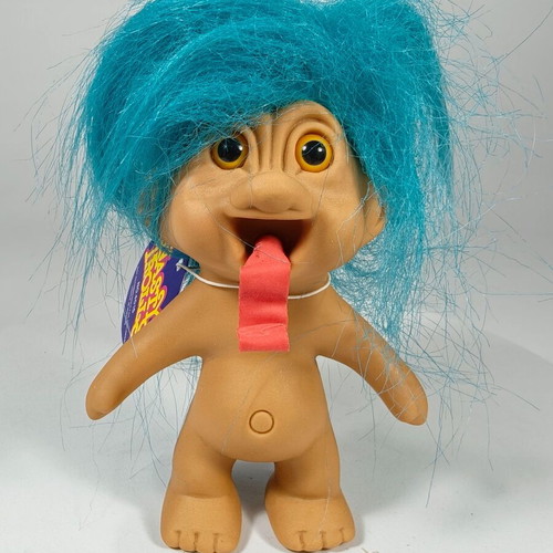 Vintage Wishnik Troll Nasty Trolls 10cm with Blue Hair 1991 like new