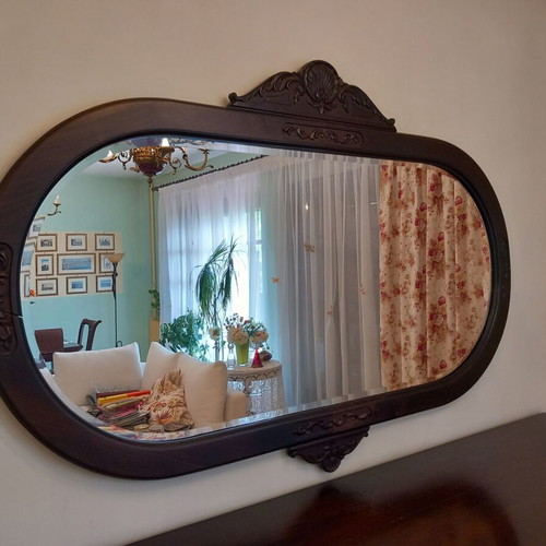 Antique walnut wood buffet with mirror used