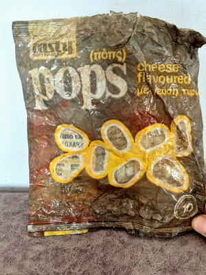 Tasty Pops Fofiko shrimp snack vintage packaging