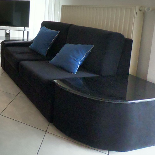 Italian Alcantara Sofa set used, 3-seat and 2-seat bed convertible