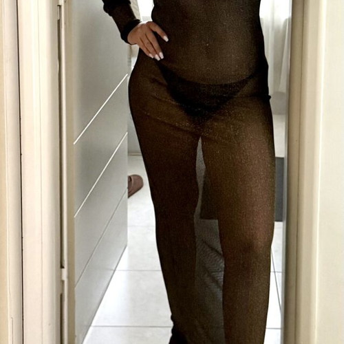 H&M Mermaid elastic mesh maxi bodycon dress black and gold