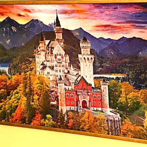 Neunschwanstein Puzzle Board 1000 pcs new with golden wooden frame and glass