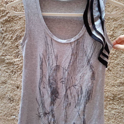 Women's elastic t-shirt XS grey with ruffle new