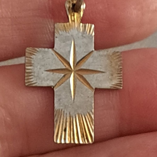 Vintage silver cross with gold details