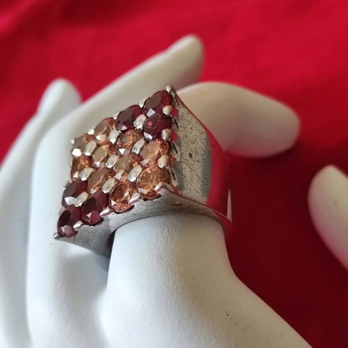 Silver ring 925 with ruby and citrine stones, like new