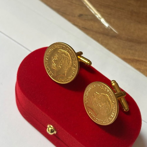 Cufflinks with Lyres new, gold-plated 22k
