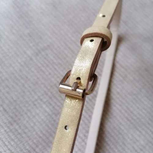 Thin women's belt gold color new, length 94 cm, width 1 cm