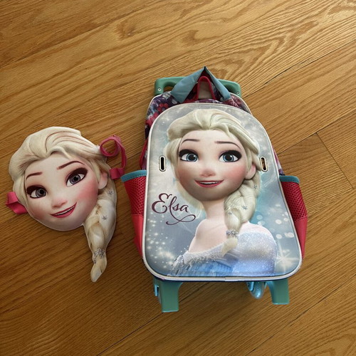 Gym kindergarten trolley backpack Elsa with removable mask
