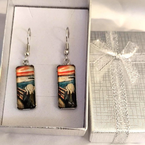 Earrings with The Scream artwork by Edvard Munch new, multicolored