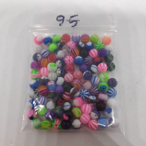 Acrylic piercing beads set 95 pieces like new, colorful designs