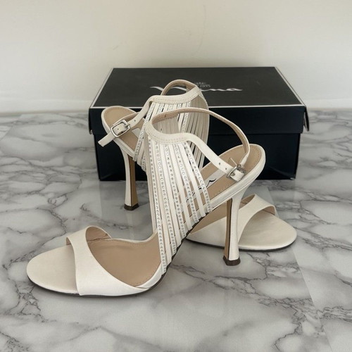 Nina white women's sandals size 39.5 new, 12 cm heel