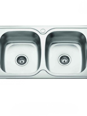 INOX νεροχύτης 2 γούρνες 80x50cm