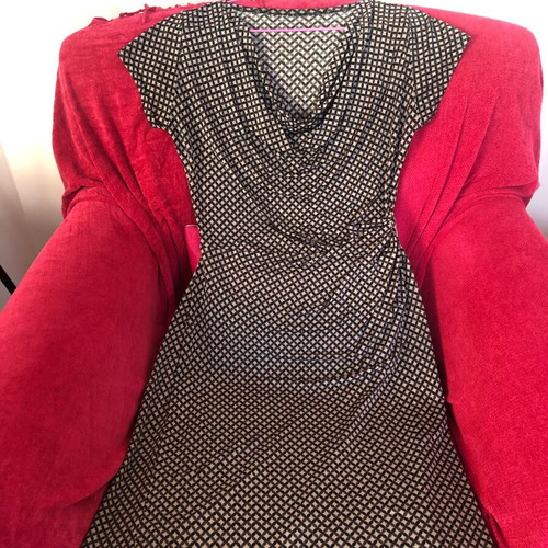 Draped dress used with geometric pattern in black and gray