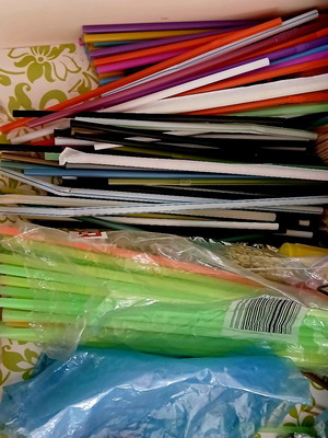 Package of plastic straws vintage like new