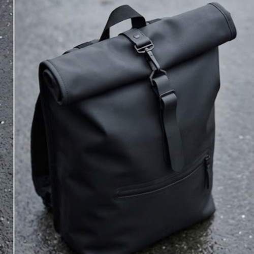 Rains Roll Top Rucksack waterproof, like new, black unisex backpack