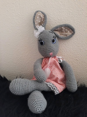 Amigurumi Bunny Lilly new, knitted with cotton dress