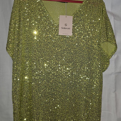 Siderati sequined blouse new with tag, lime green, size L