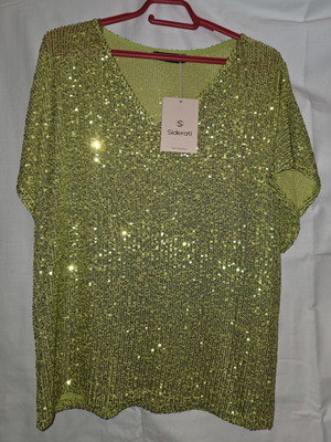 Siderati sequined blouse new with tag, lime green, size L