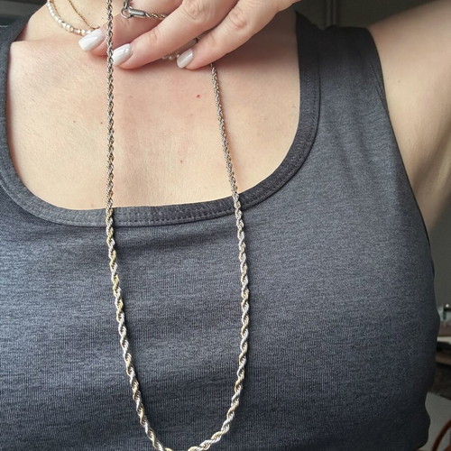 Long necklace silver and gold combination like new