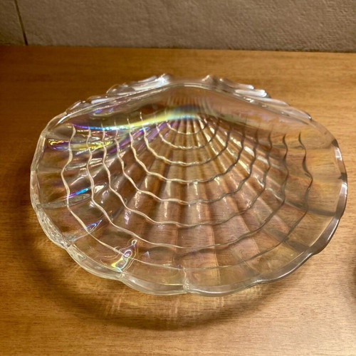 Iridescent crystal platter shell shaped like new