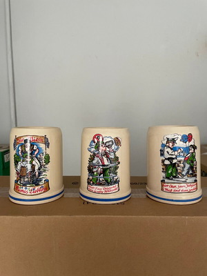 3 collectible German ceramic beer mugs new